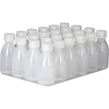 Lahve s úzkým hrdlem z LDPE, se šroubovacím uzávěrem, 50 ml, 24 kusů