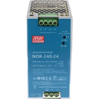 spínaný zdroj MEAN WELL Spínaný Napájecí zdroj na lištu DIN, počet výstupů: 1, výstup: 24V dc, 10A, vstupní: 90 → 264V ac,240W