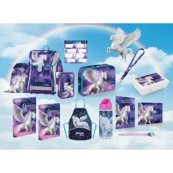 Školní batoh Oxybag Školní sada set 15ks PREMIUM LIGHT Pegas Unicorn Jednorožec batoh, dvoupatrový penál a doplňky 0-75825/015/02