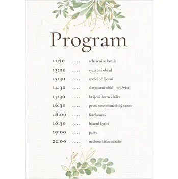 Svatební dekorace Svatební harmonogram 363