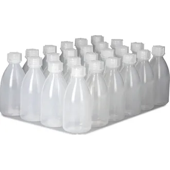 Lahve s úzkým hrdlem z LDPE, se šroubovacím uzávěrem, 100 ml, 24 kusů