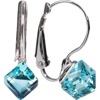 Náušnice Stylové náušnice Cube Aquamarine Levien