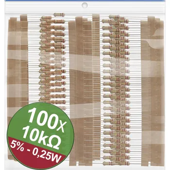 Rezistor Quadrios 22P073 22P073 sada uhlíkových rezistorů 10 kΩ axiální 0.25 W 5 procent 1 sada