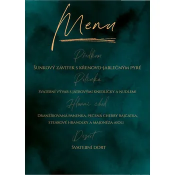 Svatební dekorace Svatební menu 362