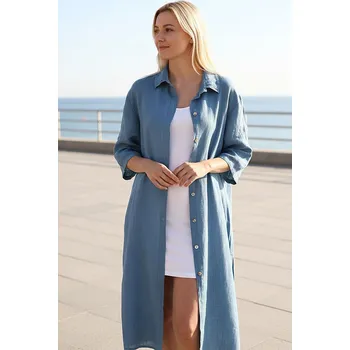 Dámské šaty Glara Propínací midi šaty ze 100% lnu 1168057