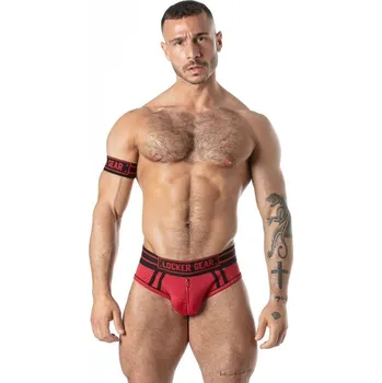 Pánské erotické prádlo Jocksy Locker Gear LK0130 Sweat It Jock Brief červené XL, pánské síťované jockstrapy se zipem