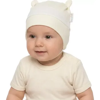 Kojenecká čepice ESITO | Kojenecká čepice s růžky smetanová - smetanová / S