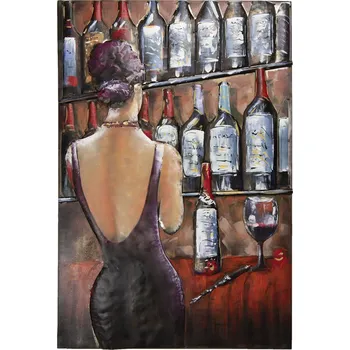Obraz Kovový obraz na stěnu Žena v baru - 120*5*80 cm