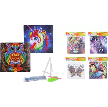 kreativní sada Kreativní set diamond painting 20x20 cm MIX + stojánek