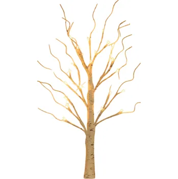 Noční světlo Světelný březový strom 60 cm 24 LED na baterie Dekorativní stromek do interiéru Přírodní moderní světlo na stůl a polici