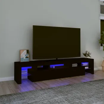 Televizní stolek vidaXL TV skříňka s LED osvětlením černá 200x36,5x40 cm