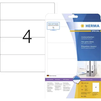 Kancelářská technika Herma štítky složek 5095 61 x 192 mm papír bílá trvalé 100 ks