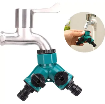 Rozdělovač na vodovodní kohoutek Y, 2cestný 1/2" a 3/4" pro zahradní hadice se zavíracími ventily