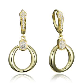 Náušnice Moonlit Stříbrné visací náušnice kruhy se zirkony pozlacené