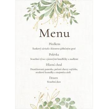 Svatební dekorace Svatební menu 363