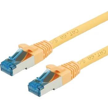 Datový kabel Value 21.99.1934 RJ45 síťové kabely, propojovací kabely CAT 6A S/FTP 0.30 m žlutá dvoužilový stíněný, bez halogenů, samozhášecí 1 ks