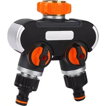 Dvojitý rozdělovač na zahradní hadici se samostatnými uzávěry