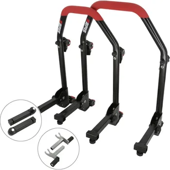 SEFIS M20U sklopný pojízdný univerzální moto stojan přední a zadní set - 2v1 / trny