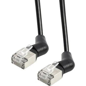 Datový kabel Maxtrack TI53-5L RJ45 síťové kabely, propojovací kabely 10 Gb/s;, CAT 6A U/FTP 5 m černá Zásuvné kontakty otočné o 360° 1 ks