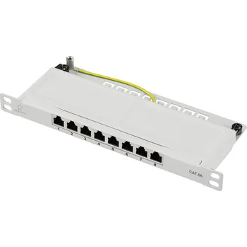 Switch Renkforce RF-4996630 8 portů patch panel 254 mm (10) CAT 6A 0.5 U šedá osazený