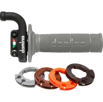 Řídítka DoMINO plynová rukojeť univerzální kompletní KRK s s rukojeťmi (1150 SZARE) s CZTEREMA adaptérAMI (ZMIENNA hřídelKOŚĆ REAKCJI) závodní USE barva černá (DoMINO plynová rukojeť univerzální kompletní KRK s s rukojeťmi (1150 SZARE) s CZTEREMA adaptérAMI)