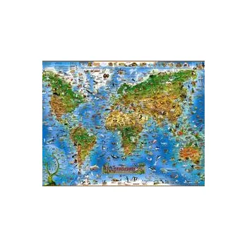 Dětská nástěnná mapa Živočichové světa SL - zelený rám 137 x 97 cm