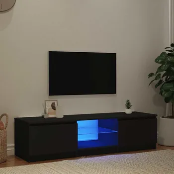 Televizní stolek vidaXL TV skříňka s LED osvětlením černá 140 x 40 x 36 cm