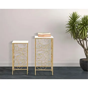 Konferenční stolek Sada odkládacích stolků Bellachay 34 cm zlatá / bílá