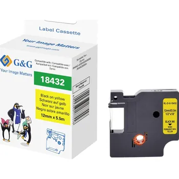 Kotouček do pokladny a tiskárny štítků G a G páska do štítkovače vinyl Barva pásky: žlutá Barva písma: černá 12 mm 5.5 m