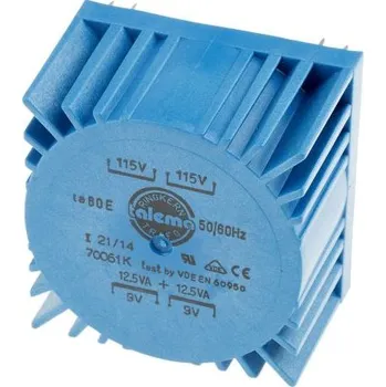 Transformátor Toroidní transformátor, počet výstupů: 2, sekundární napětí: 2 x 9V ac, Plošný spoj, Kolík, 60 x 60 x 37.5mm
