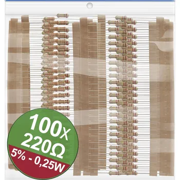 Rezistor Quadrios 22P066 22P066 sada uhlíkových rezistorů 220 Ω axiální 0.25 W 5 procent 1 sada