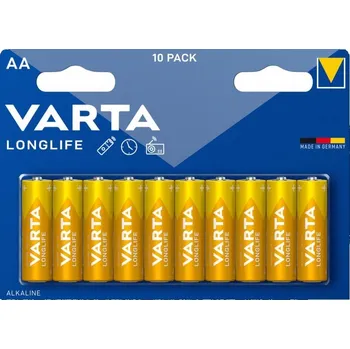 Elektronika VARTA Longlife AA LR6 1,5 V – alkalické baterie pro nízký odběr, multipack 10 ks
