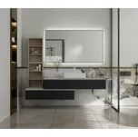 Erga Megan, LED zrcadlo 140x80cm v černém rámu, 3335 lm, 3 barvy světla, zadní osvětlení, ERG-V01-MEGAN-1480-BK