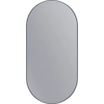 Zrcadlo Erga Oval, oválné zrcadlo 50x100cm, černý rám, ERG-V01-OVAL-5010-BK