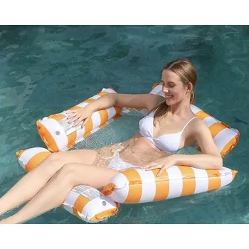 Vodní houpací síť PVC Nafukovací plovoucí síť do bazénu Ergonomická relaxační síť na vodu pro letní odpočinek oranžová