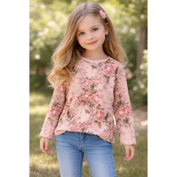 Dívčí oblečení Dívčí tričko s dlouhým rukávem a květy Lily Grey 110 / 5 let