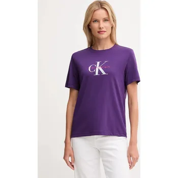 Pánská móda Bavlněné tričko Calvin Klein Jeans LV047B865G fialová 49X, vel. S