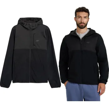 Pánská mikina Pánská Fleecová mikina s kapucí 4F Regular - černá XXL