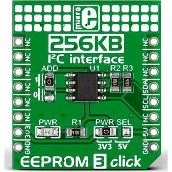 Vývojová deska Vývojová sada pro paměti, EEPROM3 click, klasifikace: Vývojová deska, EEPROM, doporučené zařízení: AT24CM02, pro