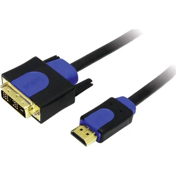 Audio kabel LogiLink DVI / HDMI kabelový adaptér DVI-D 18 plus 1 pól Zástrčka, Zástrčka HDMI-A 10.00 m černá CHB3110 pozlacené kontakty, lze šroubovat DVI kabel