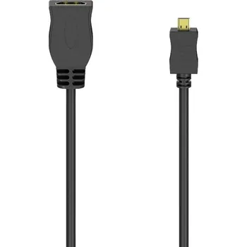 Audio kabel Hama 00205168 HDMI kabelový adaptér [1x HDMI zásuvka - 1x micro HDMI zástrčka D] černá 10 cm