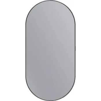 Zrcadlo Erga Oval, oválné zrcadlo 45x90cm, černý rám, ERG-V01-OVAL-4590-BK