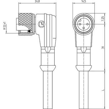 Lutronic 1205 04 002 10m upravený zástrčkový konektor pro senzory - aktory, 1069, piny: 4, 10.00 m, 1 ks
