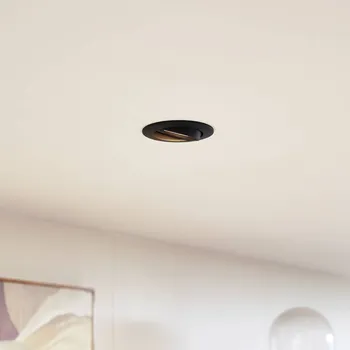 Lampička PRIOS vestavné stropní svítidlo Fibur, černé, zinek, Ø 8,2 cm, 3 ks černá 1 x 10 W LED - Doprava zdarma