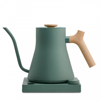 Rychlovarná konvice Fellow Stagg EKG PRO - zelená rychlovarná konvice s dřevěnou rukojetí