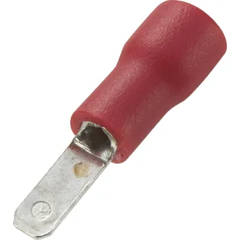 TRU COMPONENTS 736753 faston konektor Šířka zástrčky: 2.8 mm Tloušťka konektoru: 0.5 mm 180 ° částečná izolace červená 100 ks