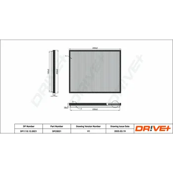 Kabinový filtr Filtr vzduchu v interiéru Dr!ve+ DP1110.12.0021