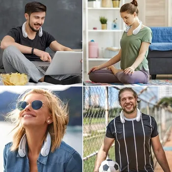 Gadget Přenosný USB větrák na krk – 3 rychlosti, 360° otočné hlavice, bílý