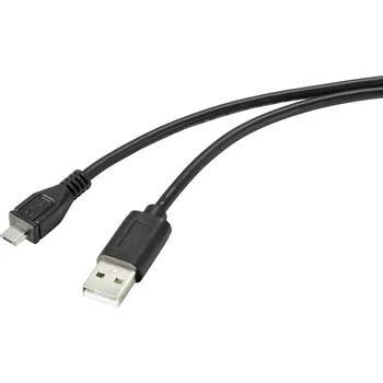 elektrický kabel Renkforce USB kabel USB 2.0 USB-A zástrčka, USB Micro-B zástrčka 2.00 m černá s antimikrobiálním povrchem RF-4716836