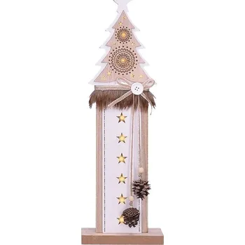 Dekorativní svítidlo Solight vánoční LED dřevěná dekorace, stromek, 2x AA - 1V236